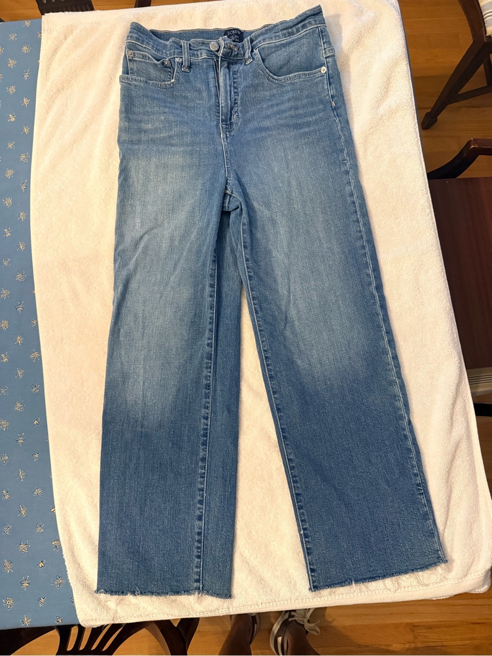 J.Crew High Rise Slim Wide Leg Jeans Size 28 Raw Hem Cropped